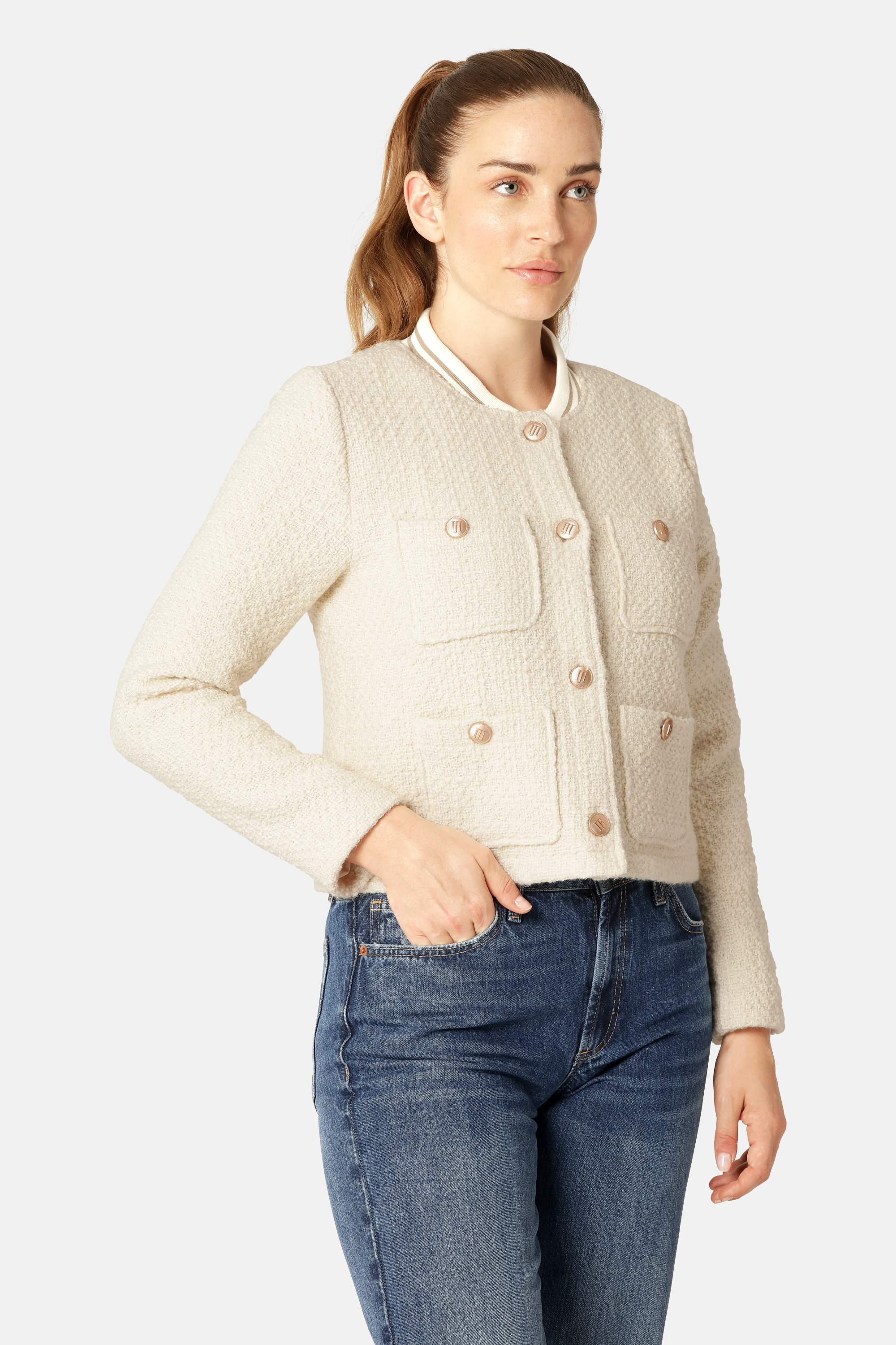 Bouclé Bomberjakke - Creme